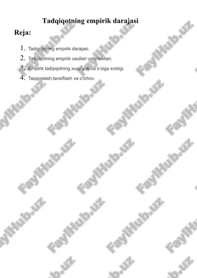 empirik tadqiqotning empirik darajasi — DOCX