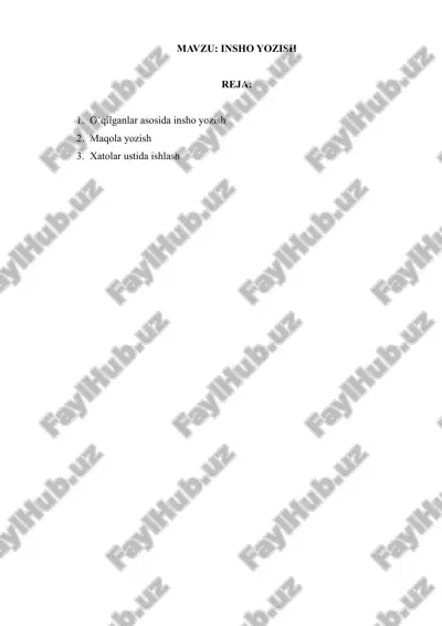 insho yozish ustida mashg'ulotlar — DOCX