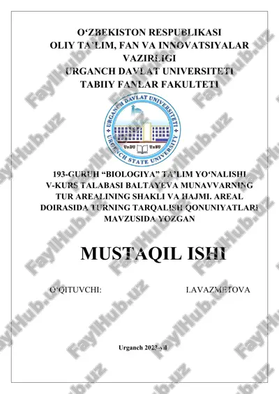 tur arealining shakli va hajmi — DOCX