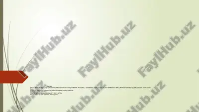 kxyat ning asosiy qoidalari bo’yicha chizmalarni rasmiy lashtirish. formatlar, masshtablar, chiziq turlari, chizma shriftlari o`z dst 2.307-96.o`lchamlar qo`yish qoidalari. asosiy yozuv. — PPTX