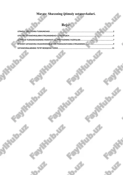 ijtimoiy ustanovka tushunchasi — DOCX