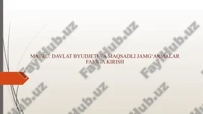 davlat byudjeti va maqsadli jamg‘armalar faniga kirish — PPTX