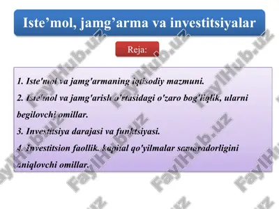 i̇ste'mol va jam'o g'armani iqtisodiy mazmuni — PPTX