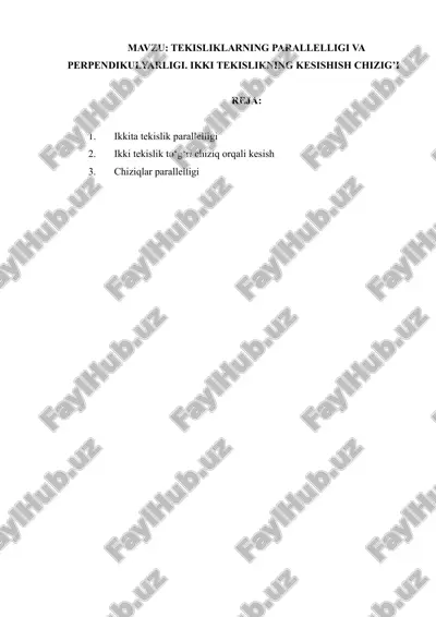 tekisliklarning parallelligi va perpendikulyarligi — DOCX
