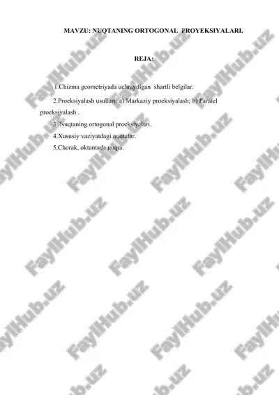 nuqtaning ortogonal proyeksiyalari — DOCX