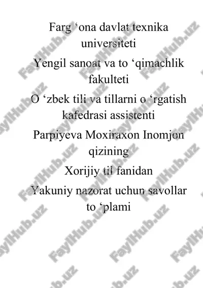 o'zbek tili va tillarni o'rgatish kafedrasi assistenti — DOC
