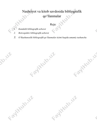 nashriyot va kitob savdosida bibliografik qo‘llanmalar — DOCX