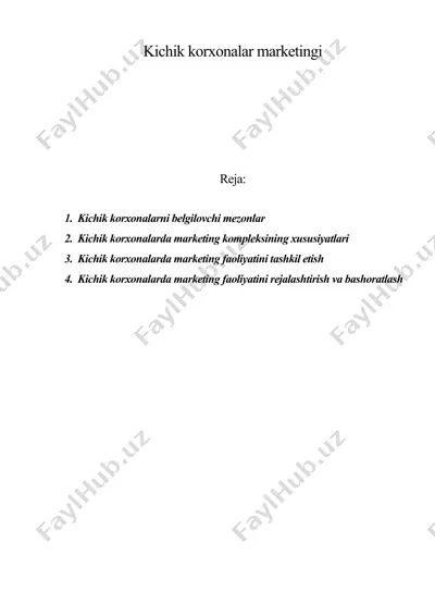 kichik korxonalar marketingi — DOC