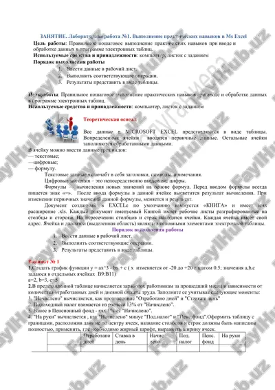vipolnenie prakticheskix navikov v ms excel — DOC
