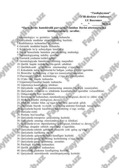qariyalarda hamshiralik parvarishi — DOC