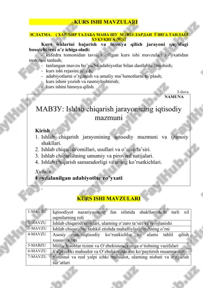 ishlab chiqarish jarayonining iqtisodiy mazmuni — DOC