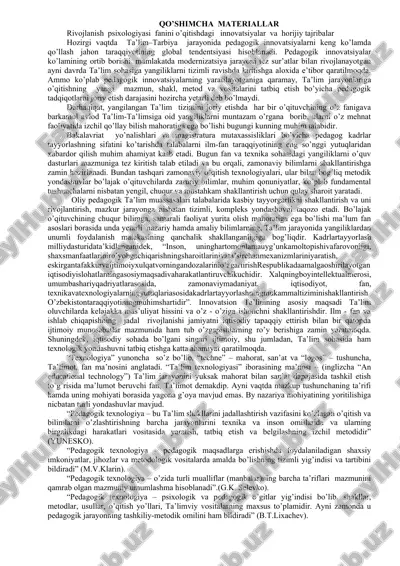 rivojlanish psixologiyasi fanini o’qitishdagi innovatsiyalar va horijiy tajribalar — DOC