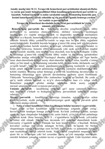 terapevtik bemorlarni parvarishlash haqida ma'lumotlar — DOC
