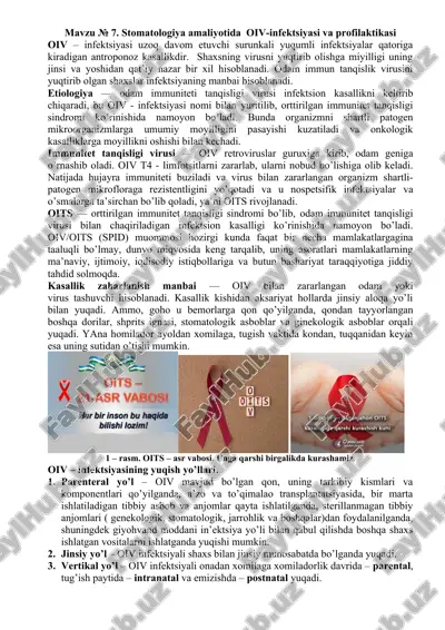 stomatologiya amaliyotida oiv-infektsiyasi va profilaktikasi — DOC