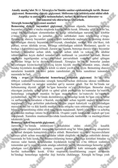 xirurgik bemorlar gigiyenasi asoslari — DOC
