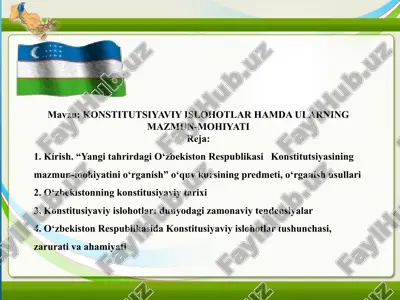 konstitutsiyaviy islohotlar hamda ularning mazmun-mohiyati — PPTX
