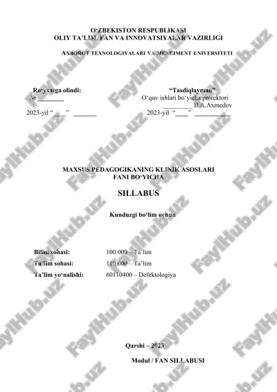 maxsus pedagogikaning klinik asoslari — DOC