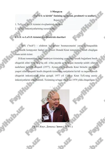 tex va latex tizimini rivojlantirish shartlari — DOC