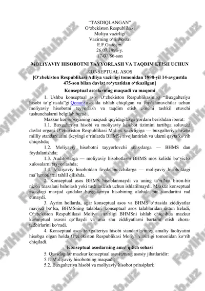 moliyaviy hisobotni tayyorlash va taqdim etish konseptual asos — DOC