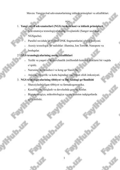 yangi avlod sekvenatorlari (ngs) — DOCX