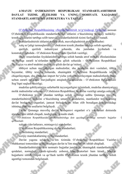 standartlashtirish tizimi — DOC