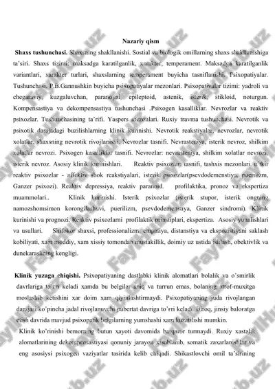 psixologiya asoslarida nevrozlar va psixogen kasalliklar — DOC