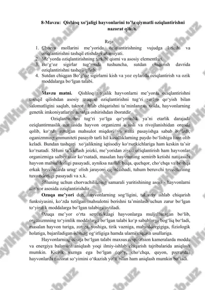 qishloq xo'jaligi hayvonlarini oziqlantirish — DOC