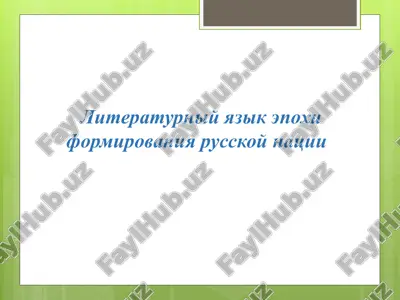 literaturniy yazik epoxi formirovaniya russkoy natsii — PPTX