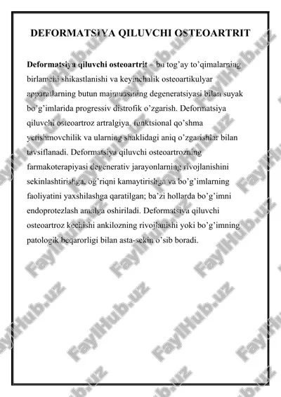 deformatsiya qiluvchi osteoartrit — DOCX