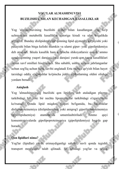 yog'lar almashinuvining buzilishi — DOCX