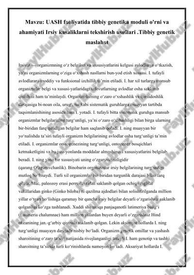 tibbiy genetika moduli — DOCX