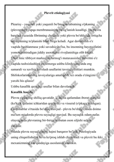 plevrit etiologiyasi — DOCX