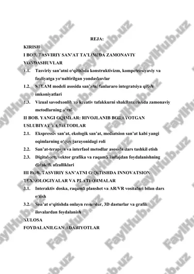 tasviriy san’at ta’limida zamonaviy yondashuvlar — DOCX