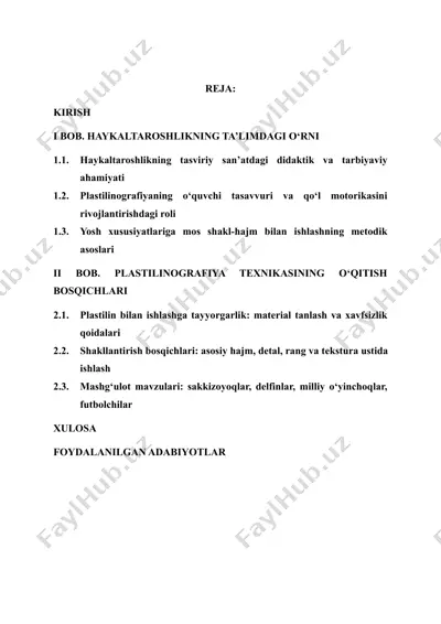 plastilinografiya texnikasi — DOCX