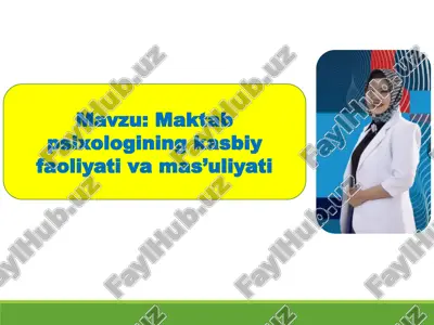 maktab psixologining kasbiy faoliyati va mas’uliyati — PPTX