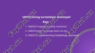 unesconing turizmdagi ahamiyati — PPTX