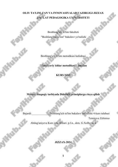 huquqiy tarbiyada didaktik prinsiplarga rioya qilish — DOCX