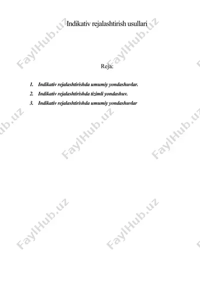 indikativ rejalashtirish usullari — DOC