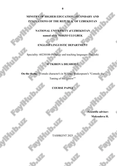 female characters in william shakespeare's "comedy the taming of the shrew" — DOCX