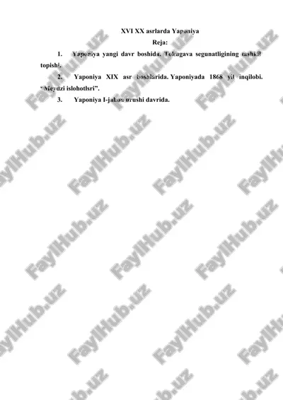xvii xx asrlarda yaponiyaning — DOCX
