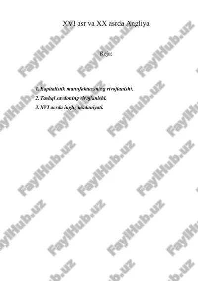 xvi asr va xx asrda angliya — DOC