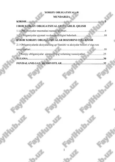 xorijiy obligatsiyalar — DOCX