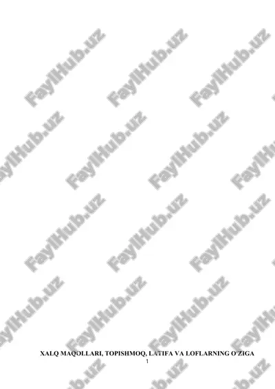 xalq maqollari, topishmoq, latifa va loflarning o'ziga xos xususiaytlari — DOCX
