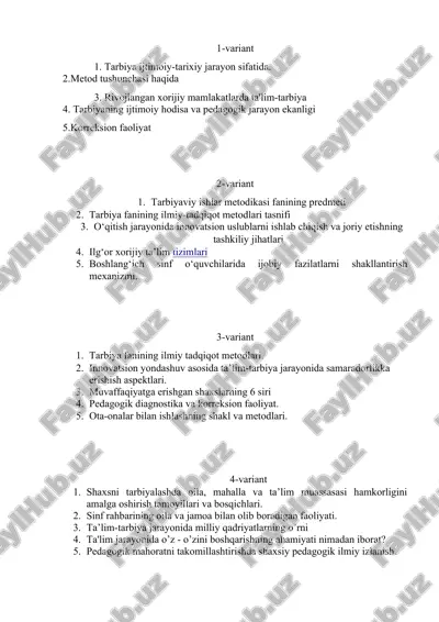 tarbiya fanining ilmiy tadqiqot metodlari. — DOC