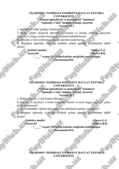 iqtisodiy o‘sishni tushunish variantlari — DOC