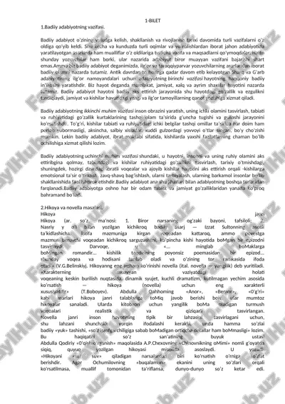 badiiy adabiyotning vazifalari — DOC