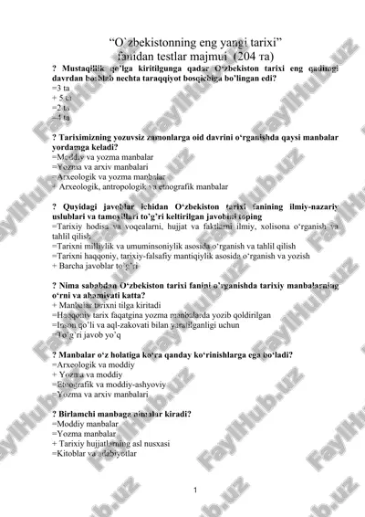 "o`zbekistonning eng yangi tarixi" — DOC