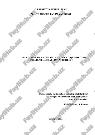 maktabgacha ta'limning o'quv-me'yoriy huujatlari — DOC