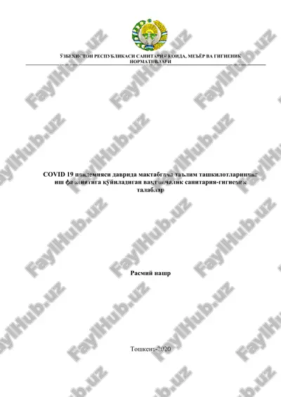 covid-19 pandemiyasi davrida maktabgacha ta'lim tashkilotlarining sanitariya-gigienik talablari — DOC