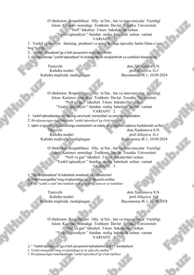 yashil iqtisodiyot variantlari — DOC
